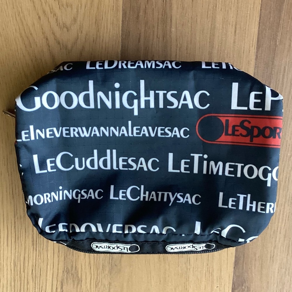Lesportsac wordplay LeSayings logo typography words print zippered pouch